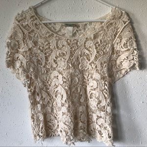 Classic White Swim Cover Up Lace T-Shirt Tee Top M